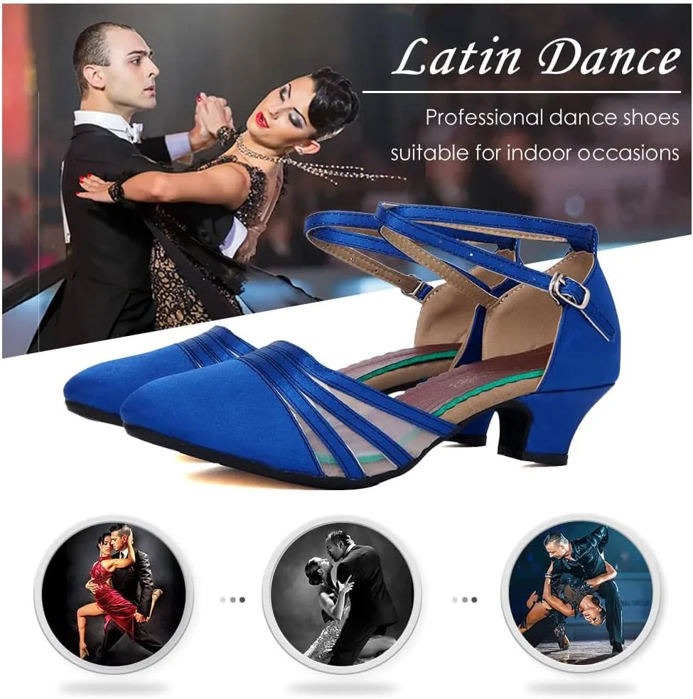 DKZSYIM Glitter Women Latin Dance Shoes Closed Toe Ballroom Salsa Tango Practice Performence Party Dancing Shoes,Model CMJ-512