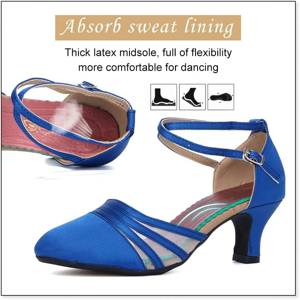 DKZSYIM Glitter Women Latin Dance Shoes Closed Toe Ballroom Salsa Tango Practice Performence Party Dancing Shoes,Model CMJ-512