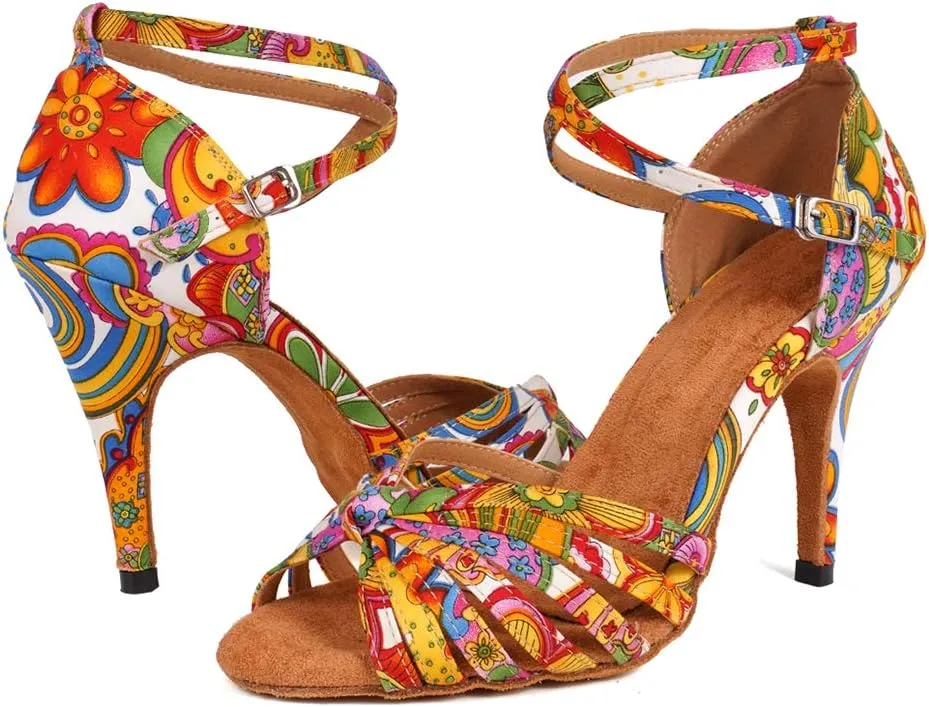 DKZSYIM Women's Professional Latin Dance Shoes Ballroom Wedding Performance Shoes,Model L354