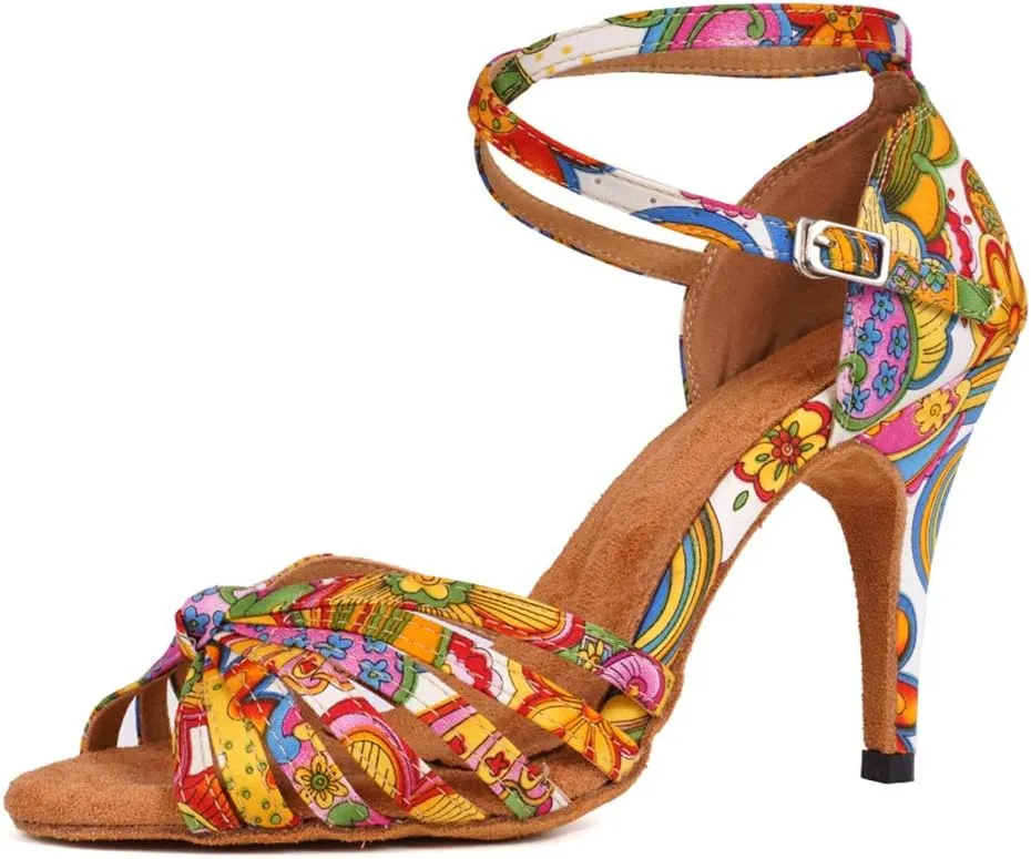 DKZSYIM Women's Professional Latin Dance Shoes Ballroom Wedding Performance Shoes,Model L354