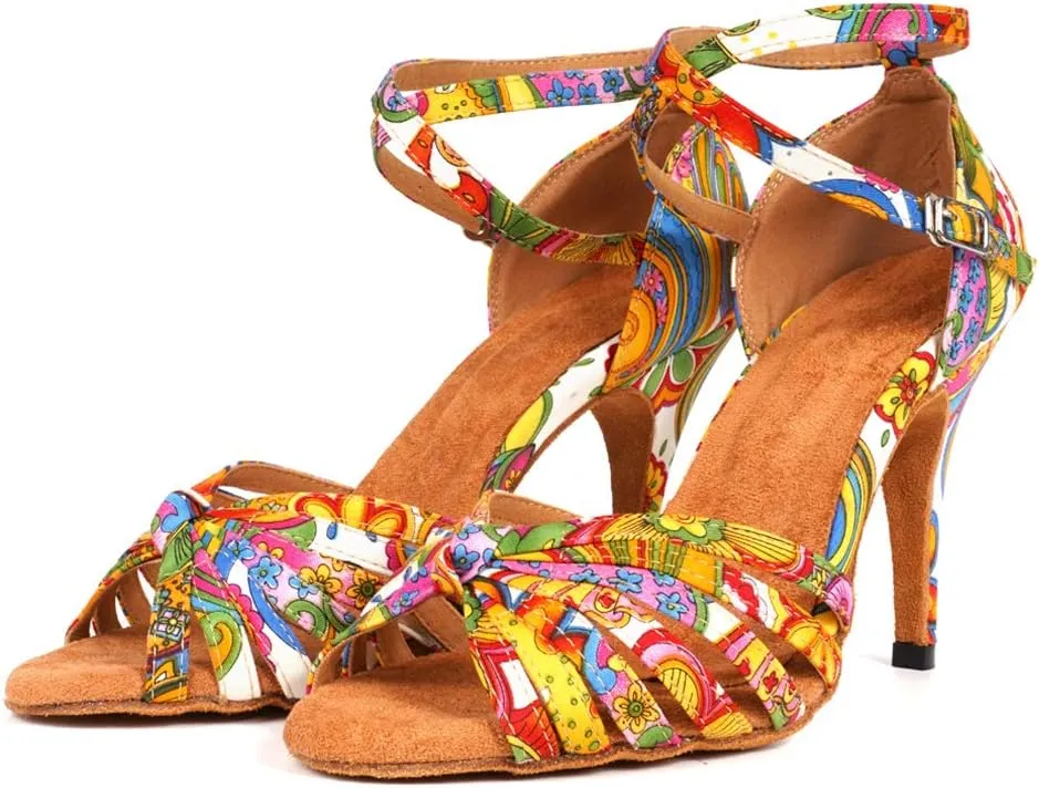 DKZSYIM Women's Professional Latin Dance Shoes Ballroom Wedding Performance Shoes,Model L354