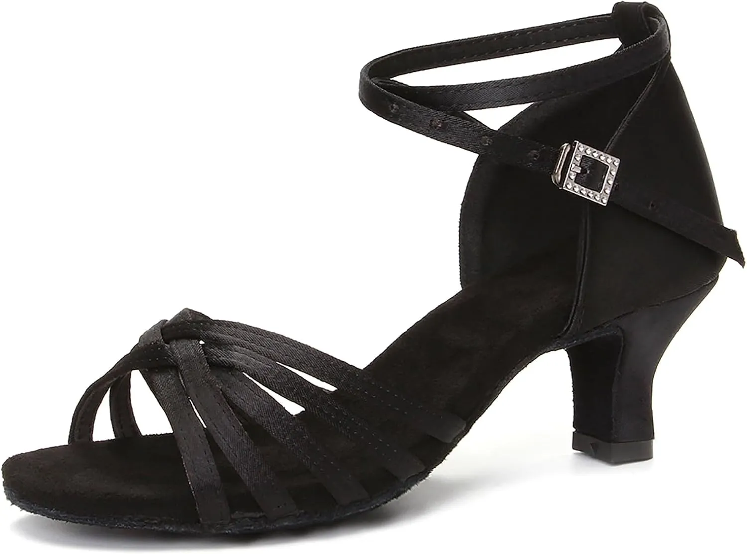 DKZSYIM Women's Satin Latin Dance Shoes Professional Ballroom Salsa Practice Performance Dancing Shoes,Model 213