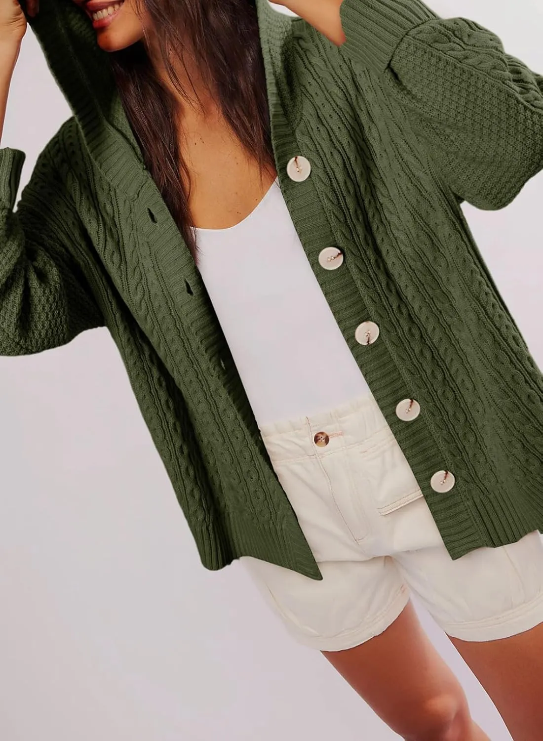 Dokotoo Oversized Sweaters for Women Casual Solid Long Sleeve Button Down Chunky Knit Hooded Cardigan Sweaters Coat