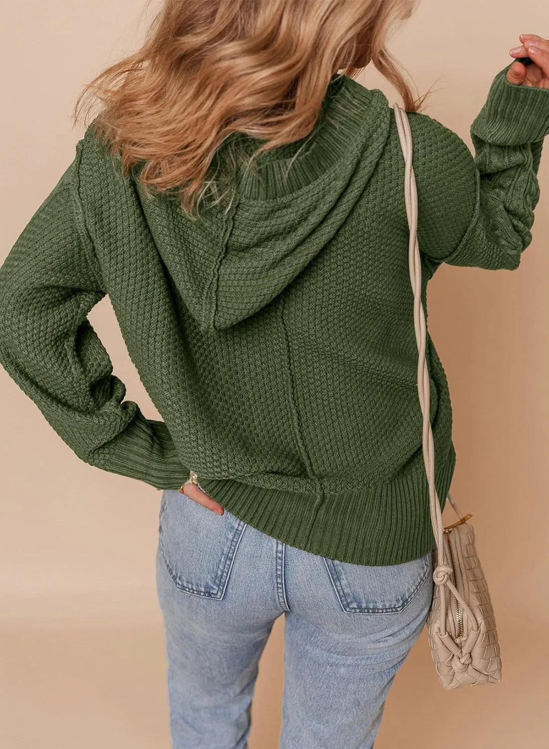 Dokotoo Oversized Sweaters for Women Casual Solid Long Sleeve Button Down Chunky Knit Hooded Cardigan Sweaters Coat