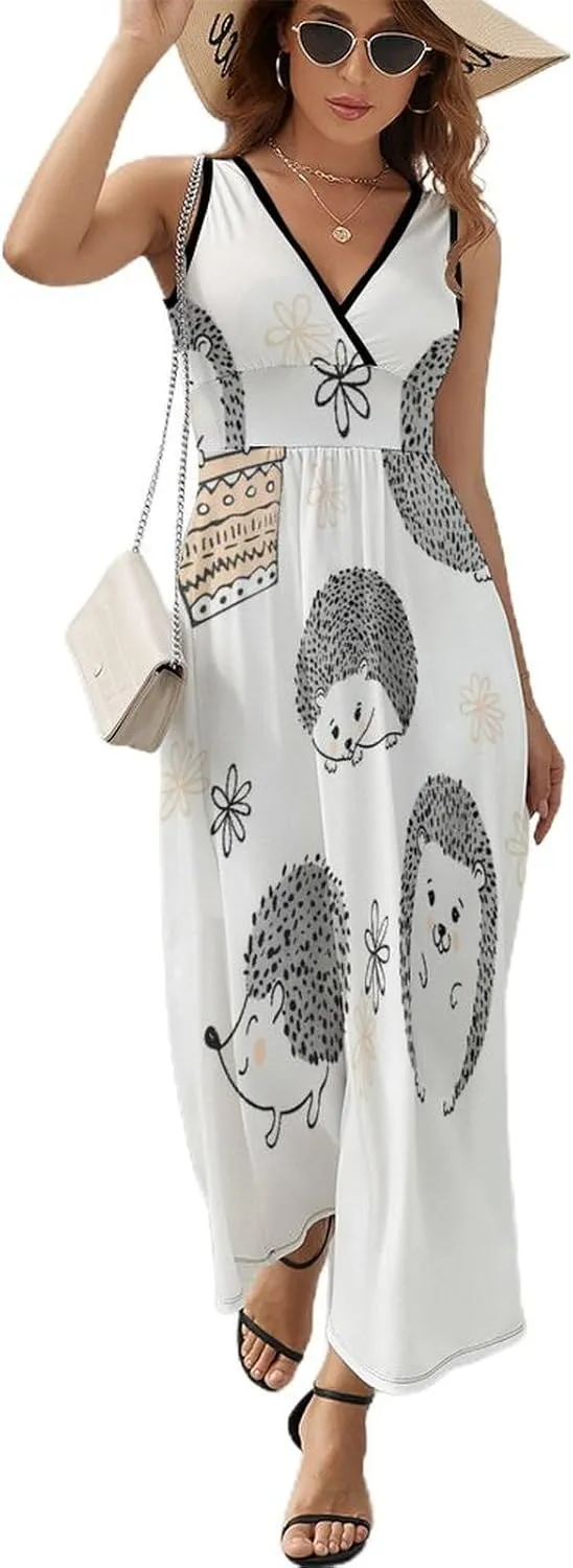 Donnapink Women Casual Sleeveless Dress, Summer Sundresses Skirt with Pockets(S-2XL)