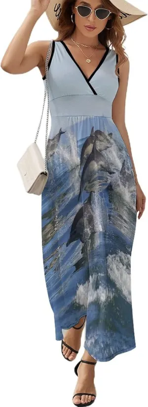 Donnapink Women Casual Sleeveless Dress, Summer Sundresses Skirt with Pockets(S-2XL)