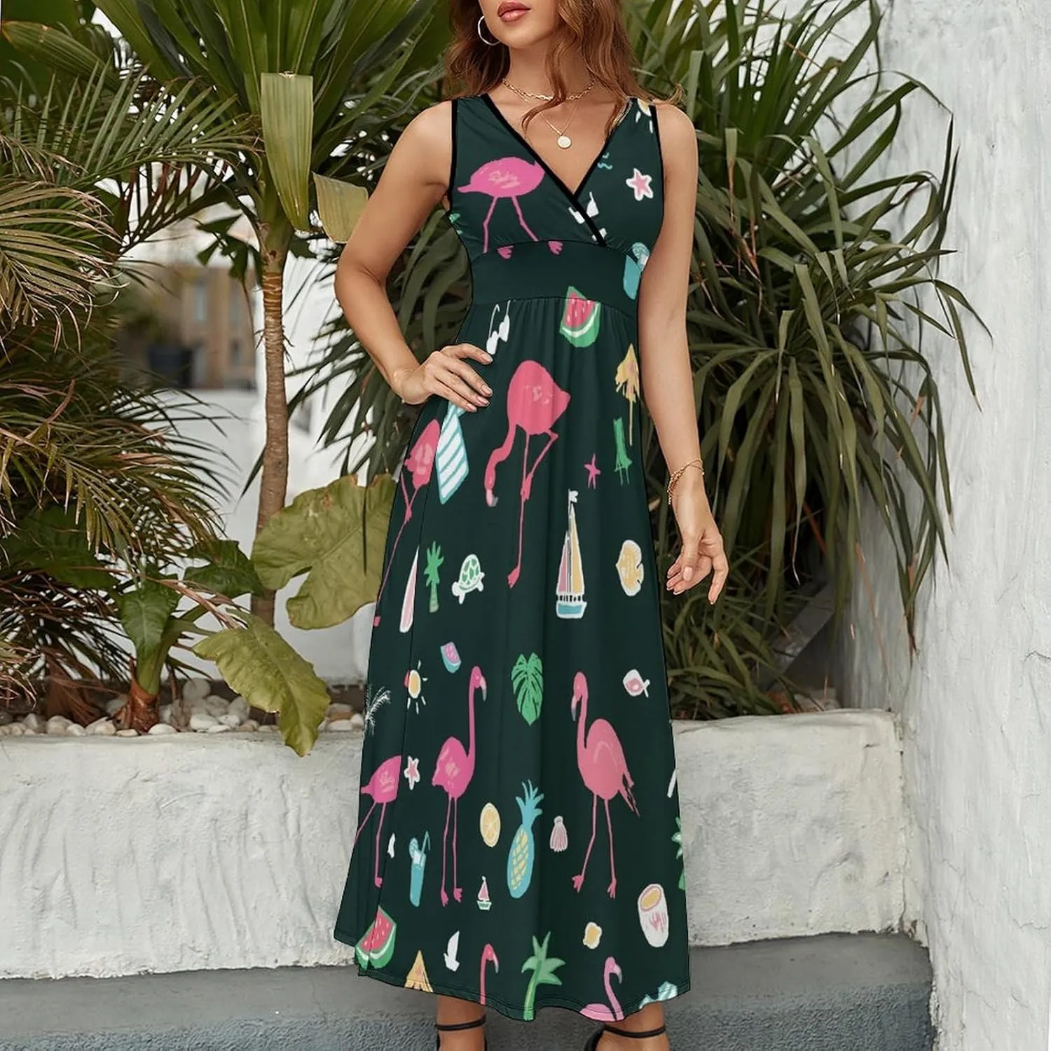 Donnapink Women Casual Sleeveless Dress, Summer Sundresses Skirt with Pockets(S-2XL)