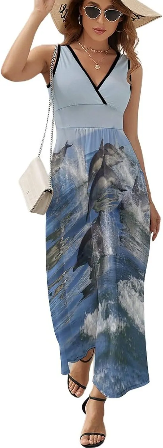 Donnapink Women Casual Sleeveless Dress, Summer Sundresses Skirt with Pockets(S-2XL)