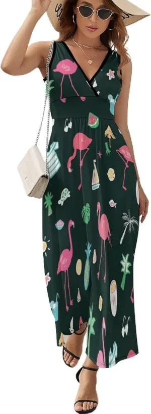 Donnapink Women Casual Sleeveless Dress, Summer Sundresses Skirt with Pockets(S-2XL)