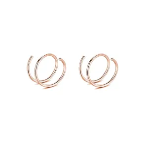 Double Hoop Nose Ring for Single Piercing,2PCS 20G 8mm Spiral Nose Rings Hoops Handmade Tiny Thin Piercing Jewelry for Women (Rose Gold)