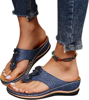 Eduavar Orthopedic Sandals for Women, Women Summer Slippers with Arch Support Anti-Slip Breathable Sandal Vintage Sandals