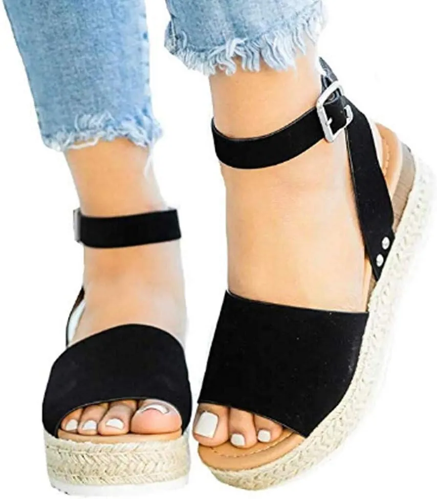 Eduavar Platform Sandals Women Dressy, Sandals for Women Dressy Summer Open Toe Sandals Comfortable Wedge Sandals Shoes