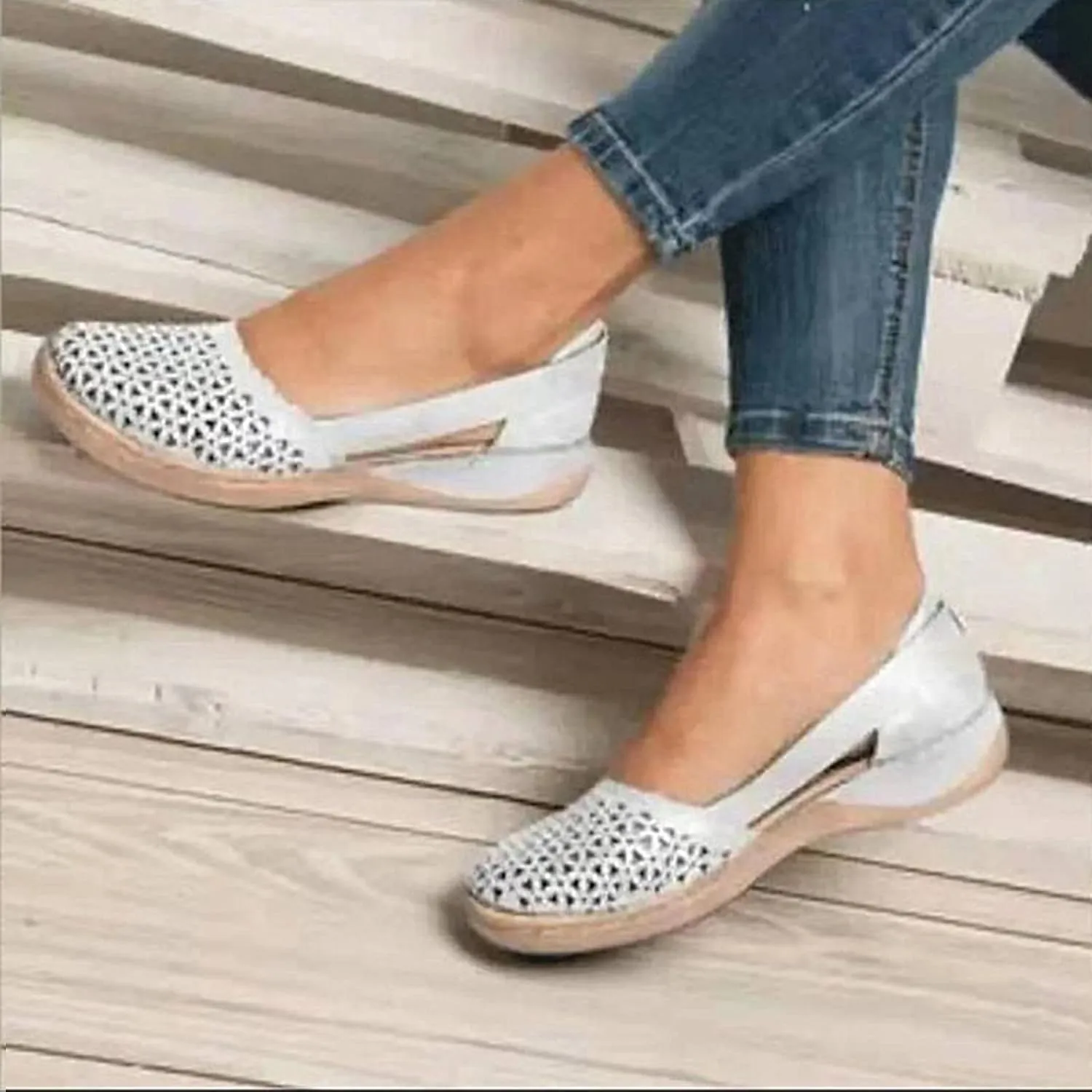 Eduavar Sandals for Women 2023, Summer Sandals for Women 2023 Mule Hollow Out Slip On Shoes Orthotic Wedge Sandals