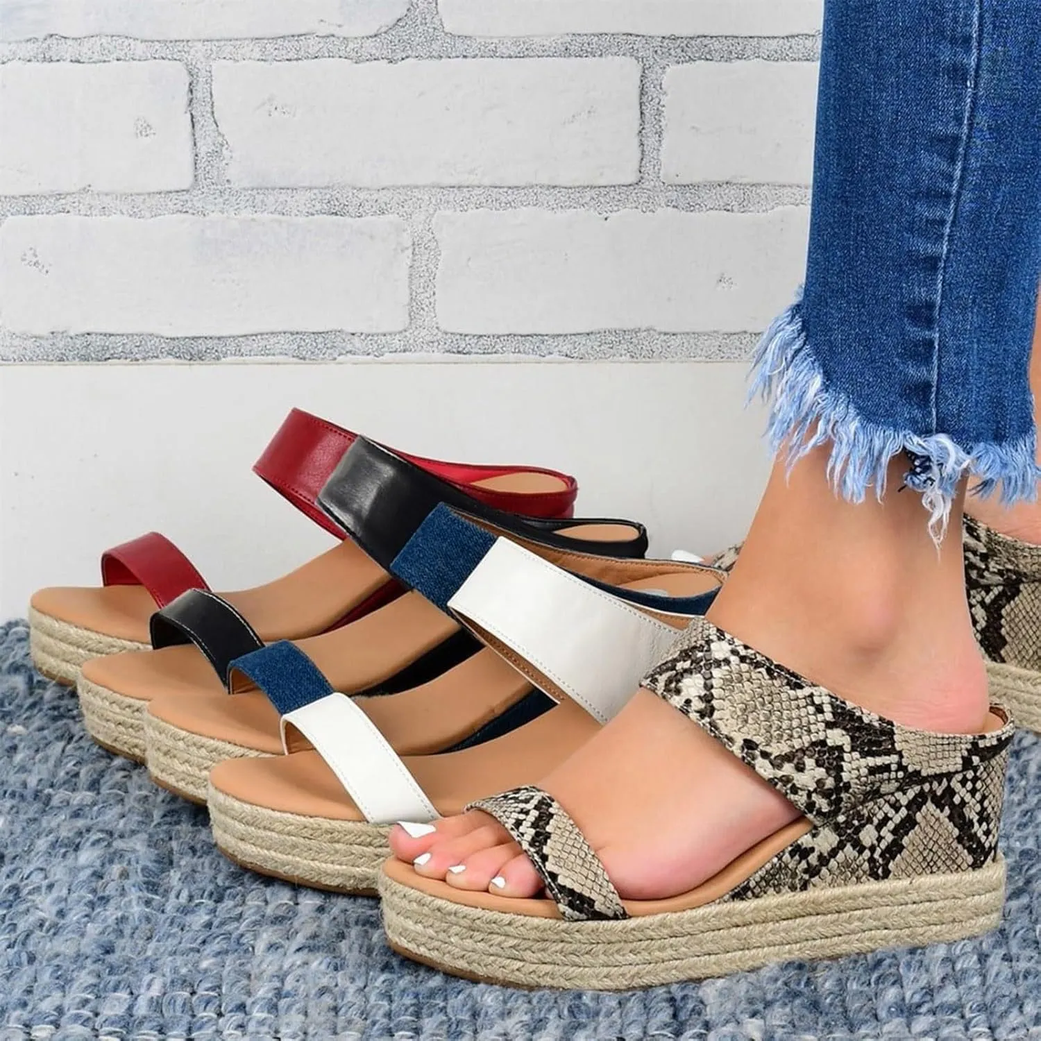 Eduavar Sandals for Women Dressy Summer, Platform Sandals Women Espadrille Wedge Sandals Summer Travel Sandals Slippers