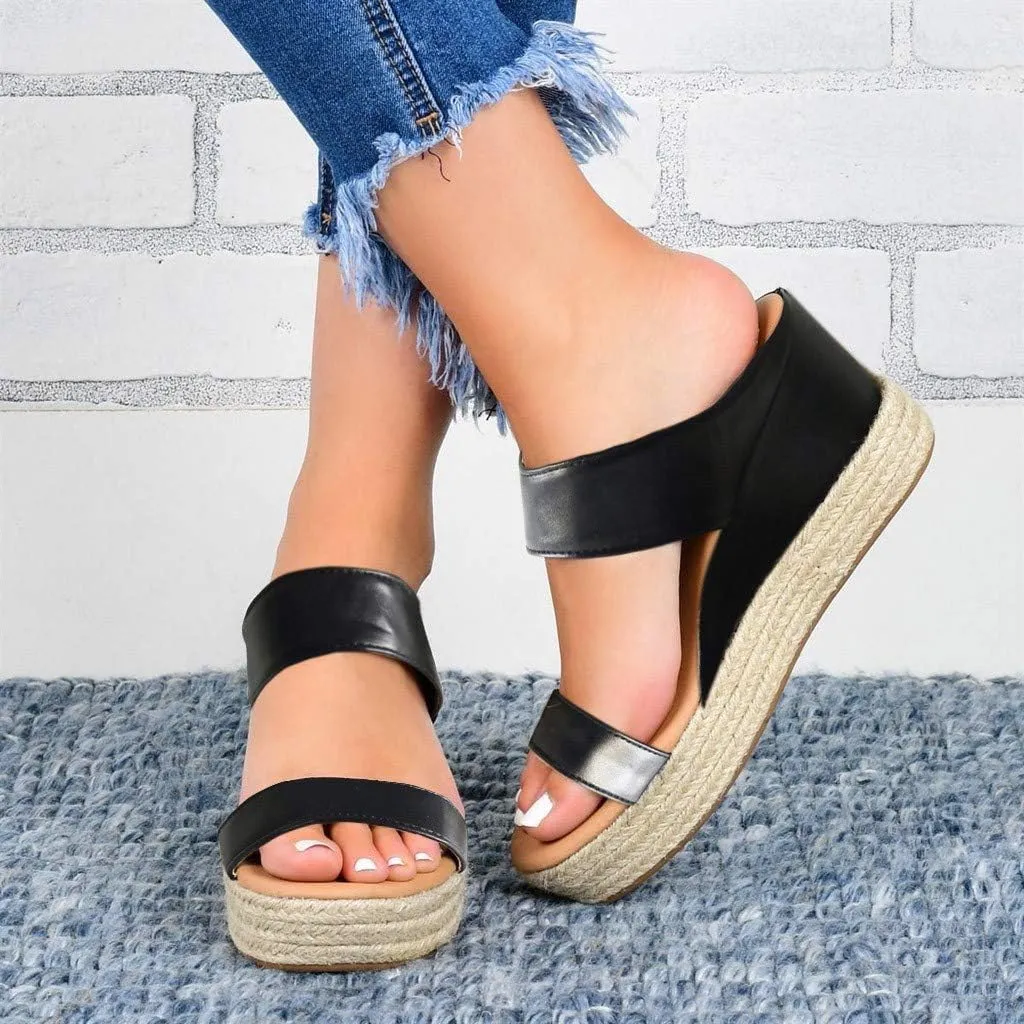 Eduavar Sandals for Women Dressy Summer, Platform Sandals Women Espadrille Wedge Sandals Summer Travel Sandals Slippers