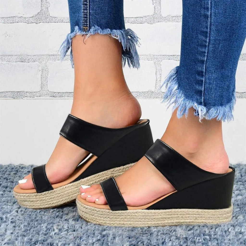 Eduavar Sandals for Women Dressy Summer, Platform Sandals Women Espadrille Wedge Sandals Summer Travel Sandals Slippers