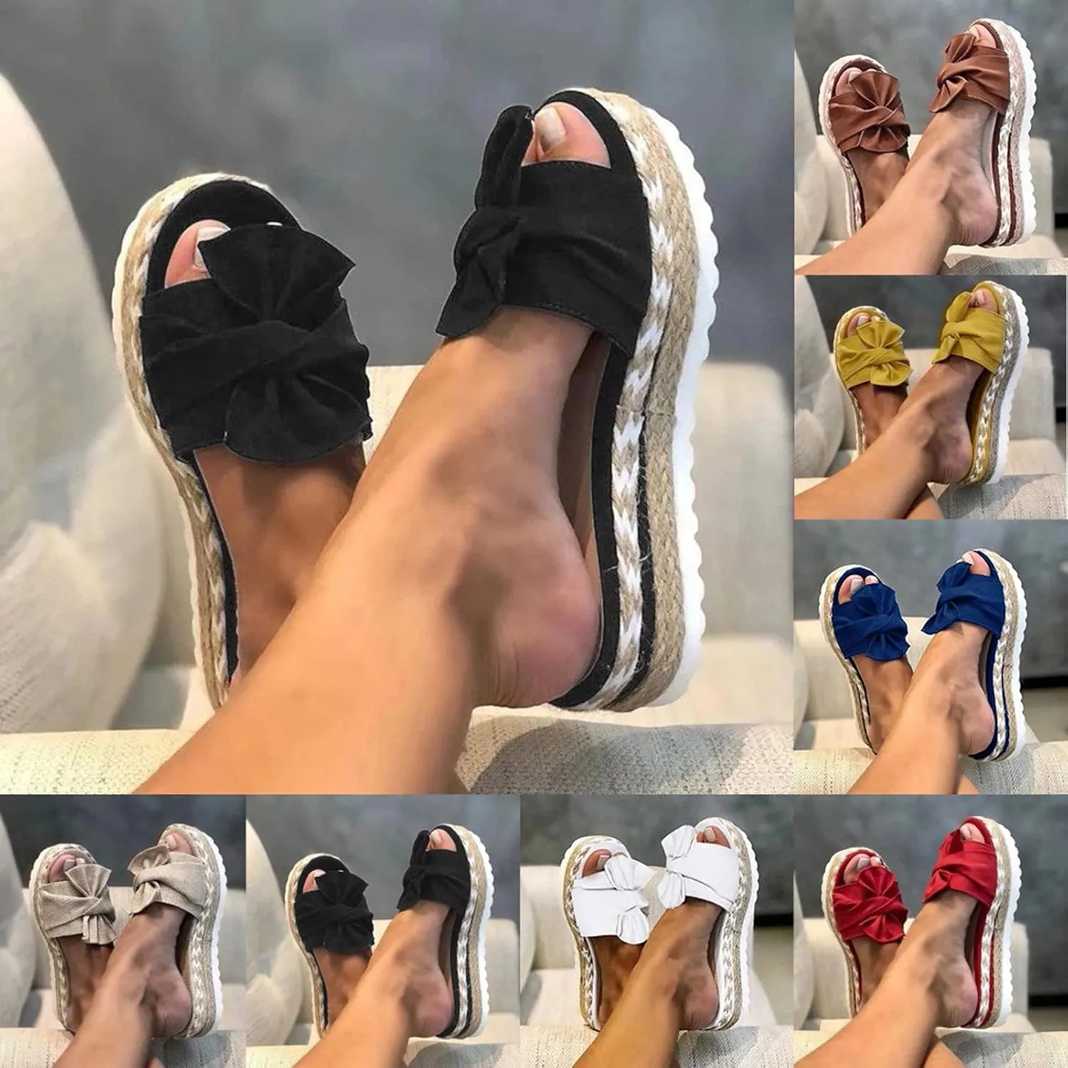 Eduavar Sandals for Women Dressy Summer, Platform Sandals Women Summer Beach Espadrille Sandals Breathable Open Toe Slippers