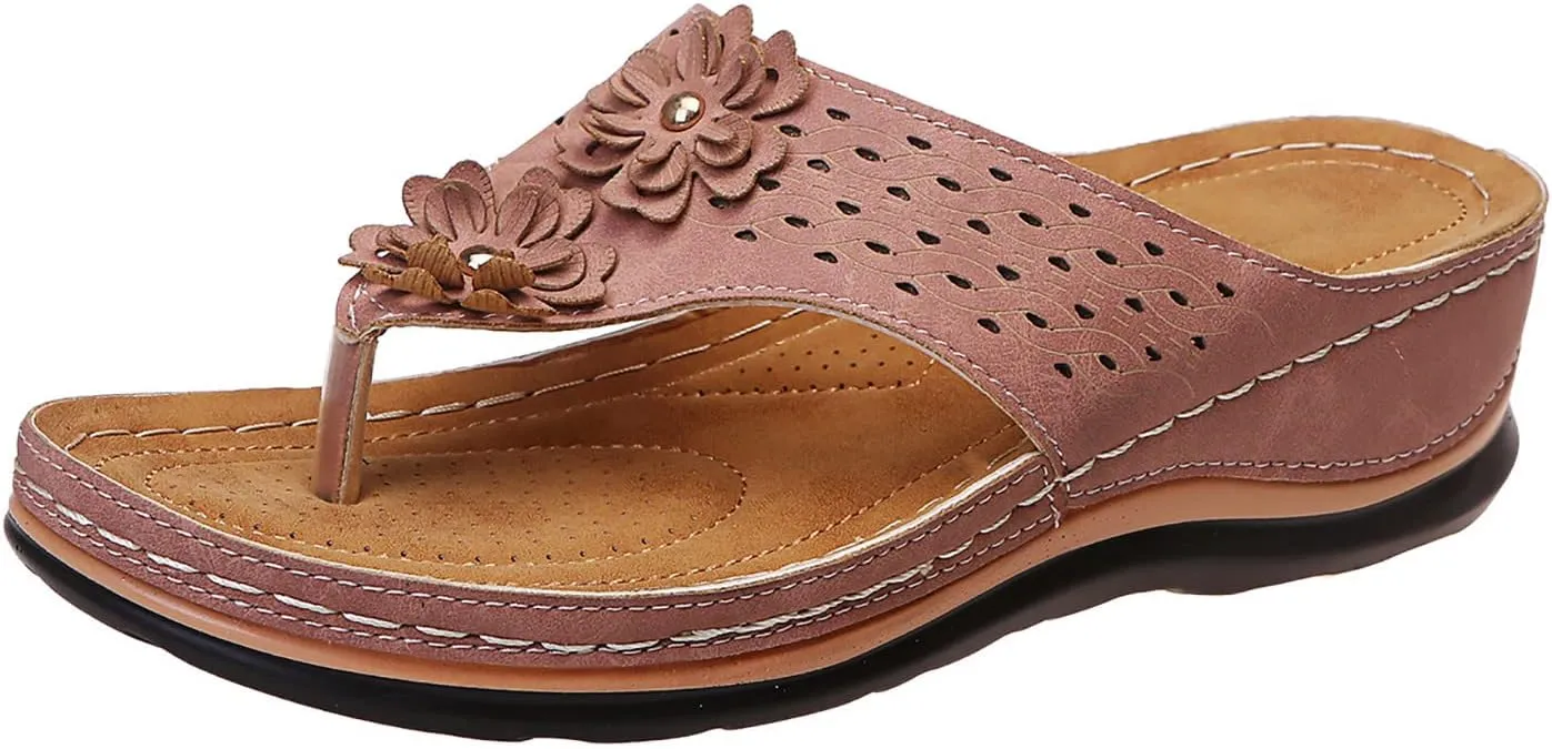 Eduavar Sandals Women Dressy Summer Flat, Orthopedic Sandals for Women Casual Open Toe Flip Flops Sandals Summer Beach Sandal