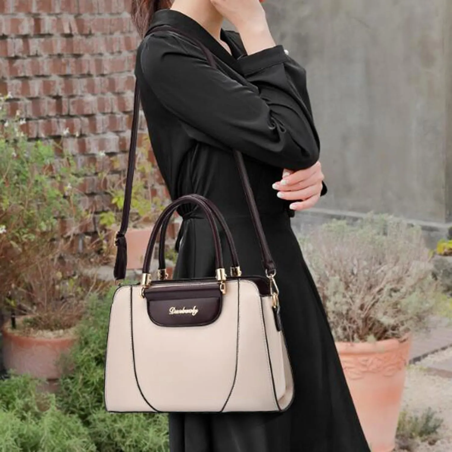 Elegant Satchel Bags for Women Purse Crossbody Bags with Pockets Top Handle Shoulder Handbags Casual Daily Bag(White)