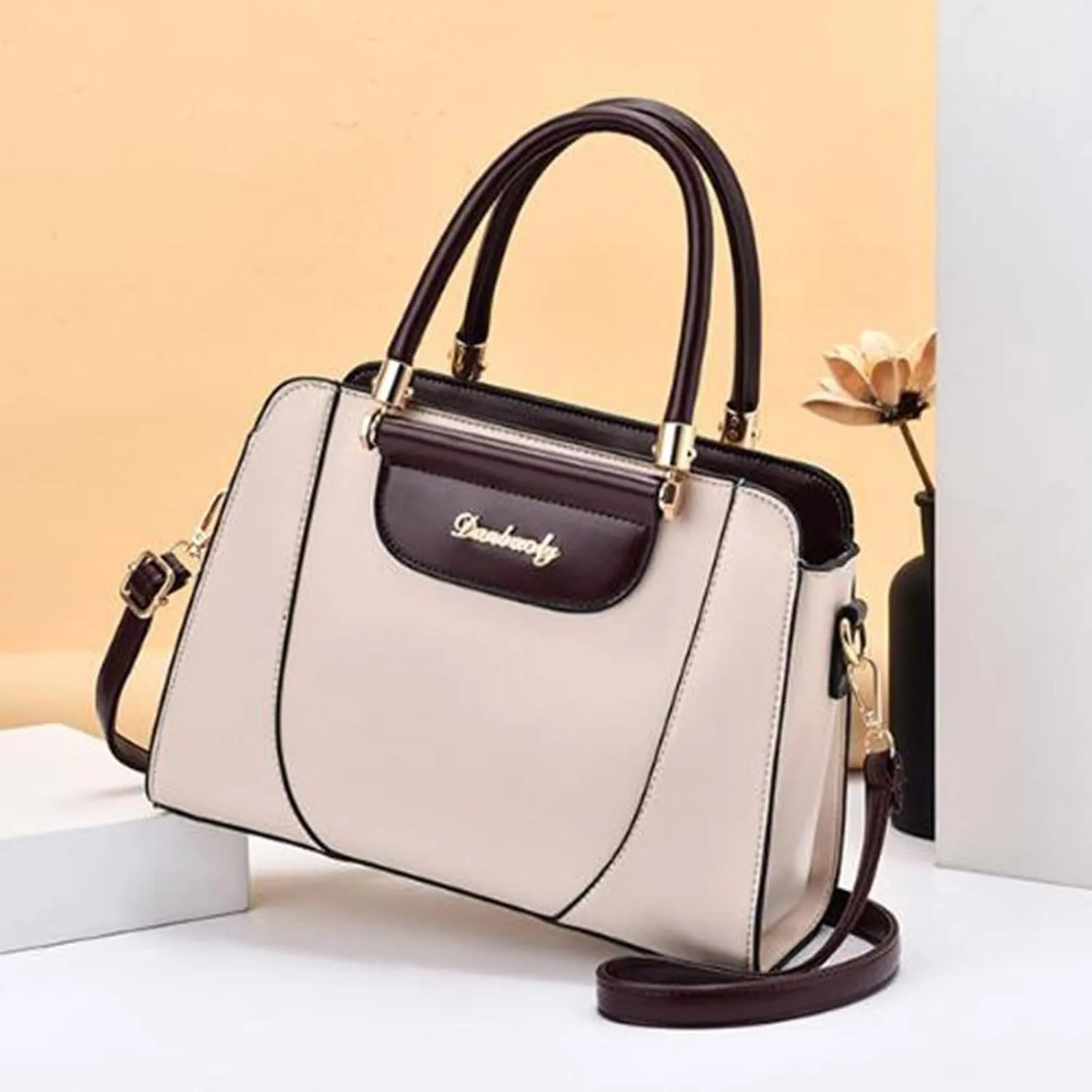 Elegant Satchel Bags for Women Purse Crossbody Bags with Pockets Top Handle Shoulder Handbags Casual Daily Bag(White)