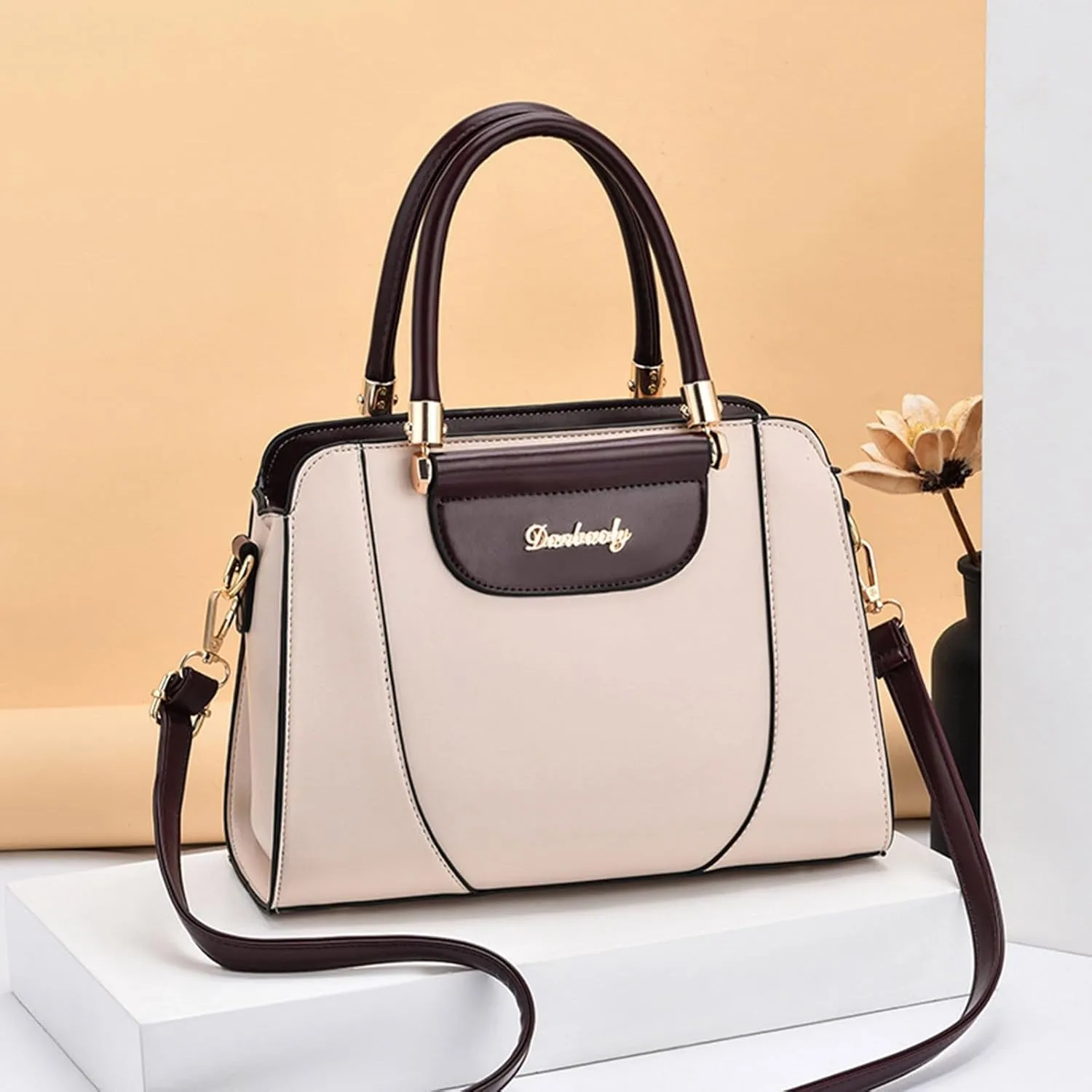 Elegant Satchel Bags for Women Purse Crossbody Bags with Pockets Top Handle Shoulder Handbags Casual Daily Bag(White)