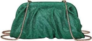 Evening Bag Rhinestone Clutch Purse for Women Ladies Sparkly Party Shoulder Handbag Bling Crossbody Wedding Bag Dark Green