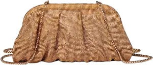 Evening Bag Rhinestone Clutch Purse for Women Ladies Sparkly Party Shoulder Handbag Bling Crossbody Wedding Bag Gold