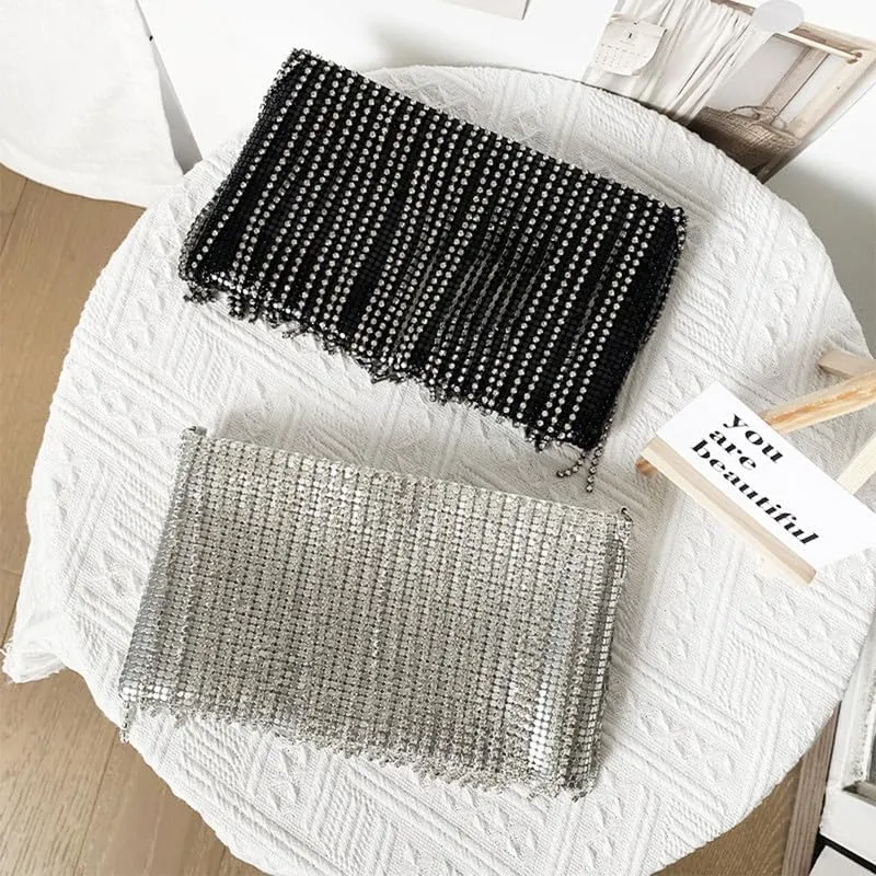 Evening Bag Sequins Tassels Clutch Purses for Women Ladies Sparkling Party Handbag Wedding Shoulder Handbags Money Bag Black