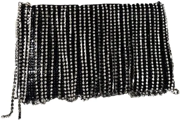 Evening Bag Sequins Tassels Clutch Purses for Women Ladies Sparkling Party Handbag Wedding Shoulder Handbags Money Bag Black