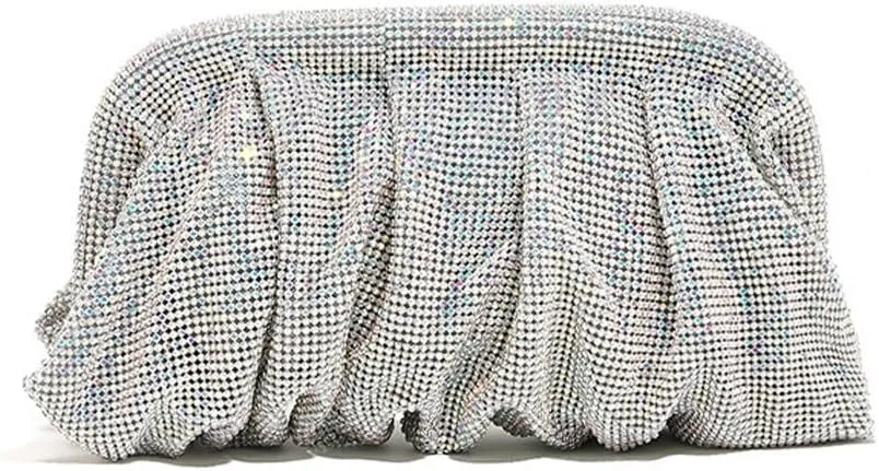 Evening Clutch Bag Sparkly Rhinestone Crystal Bride Shoulder Handbag with Chain for Wedding Party Cocktail