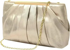 Evening Clutch Purse Bag, Fashion Bridal Bag in Pleated Satin with Chain Strap for Wedding Prom Formal Party