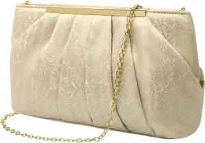 Evening Clutch Purse Bag, Fashion Bridal Bag in Pleated Satin with Chain Strap for Wedding Prom Formal Party