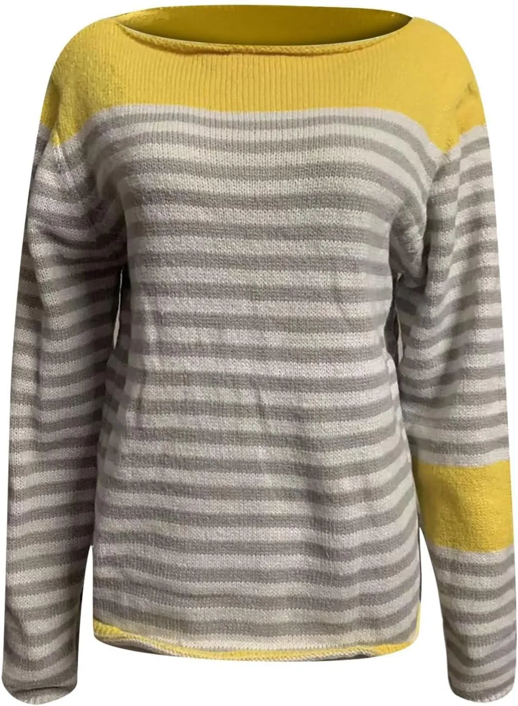 Fair Isle Sweater Women Plus Size Vintage Long Sleeve Crewneck Sweater Retro Fair Isle Knit Pullover Sweater Tops S-5XL