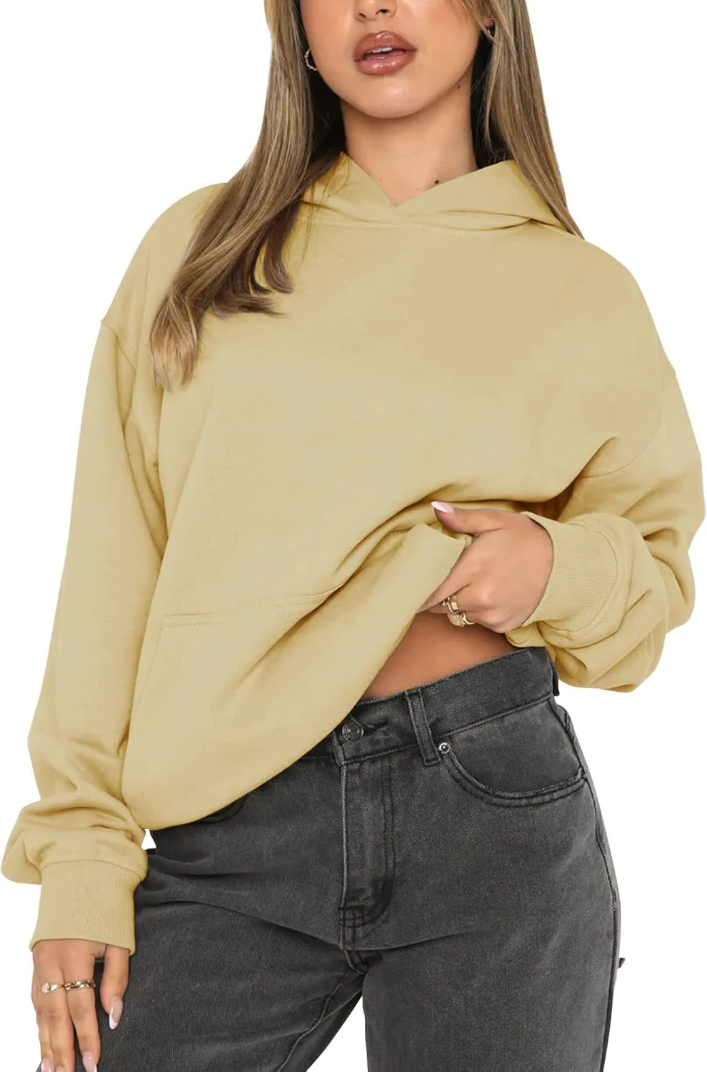 Fanway&EC Women's Casual Long Sleeve Hoodie Loose Fitted Sweatshirts Oversized Pullover Pocket Fall Tops