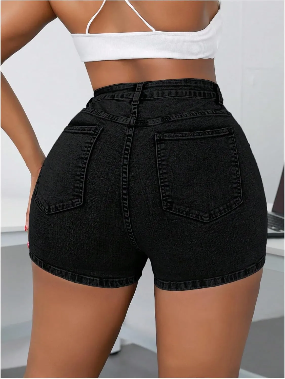 Floerns Women's Plus Size High Waisted Mini Jean Skort Stretchy Denim Skirt Shorts