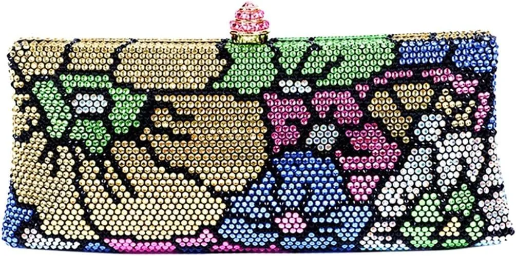 Flower Crystal Clutch Evening Bag Elegant Floral Wedding Purse Rhinestone Formal Cluth Handbag for Women Party Prom