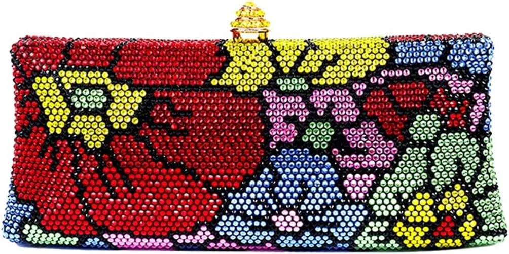 Flower Crystal Clutch Evening Bag Elegant Floral Wedding Purse Rhinestone Formal Cluth Handbag for Women Party Prom