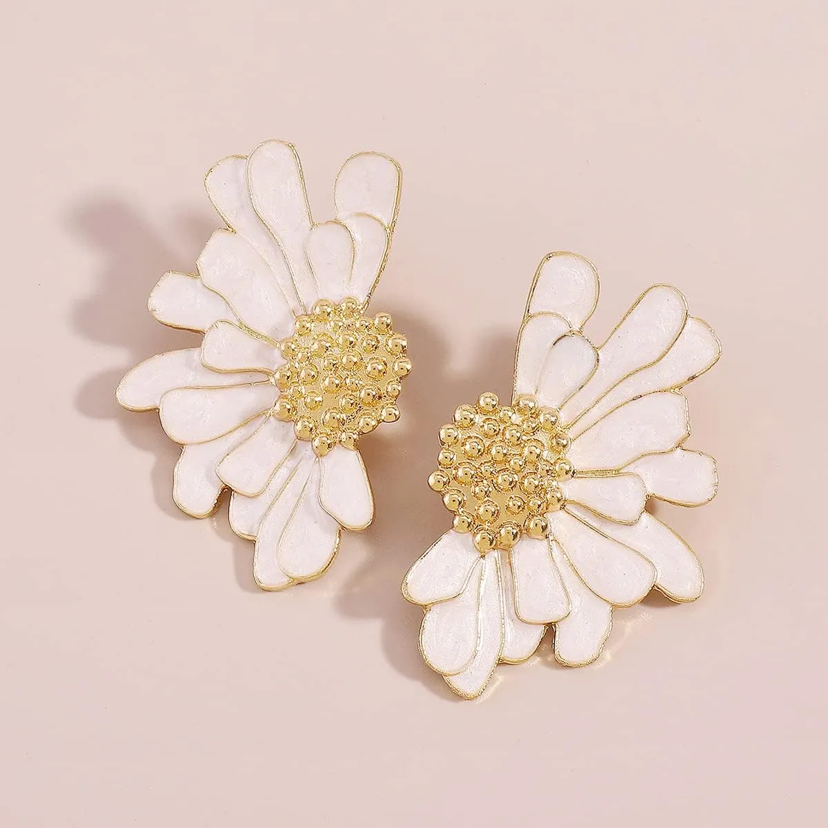 Flower Earrings for Women Big Statement Earrings for Women Floral Earrings Daisy Earrings Pink Gold Silver Orange Black White Flower Stud Earrings Summer Spring Fancy Earrings