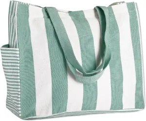 Folkulture Beach Bag for Women | 17 x 14 Inch - 100% Cotton Beach Tote Bag with Zipper Pocket Inside, Large Woven Pool Bag