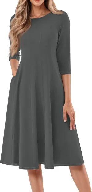Formal Winter Dresses for Women 2025 3/4 Sleeve Midi Summer Spring Dresses for Women