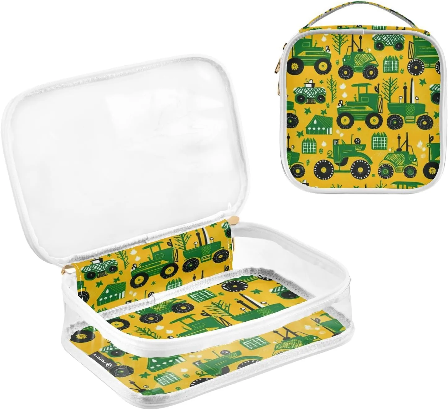 GAIGEO Tractor Clear Toiletry Bag Set, Clear Plastic Zipper Bags, Cosmetic Travel Accessories, 2 Pack