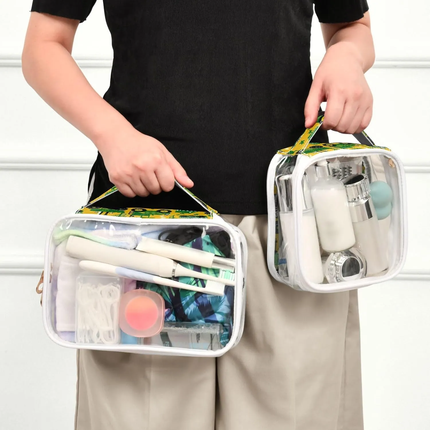 GAIGEO Tractor Clear Toiletry Bag Set, Clear Plastic Zipper Bags, Cosmetic Travel Accessories, 2 Pack