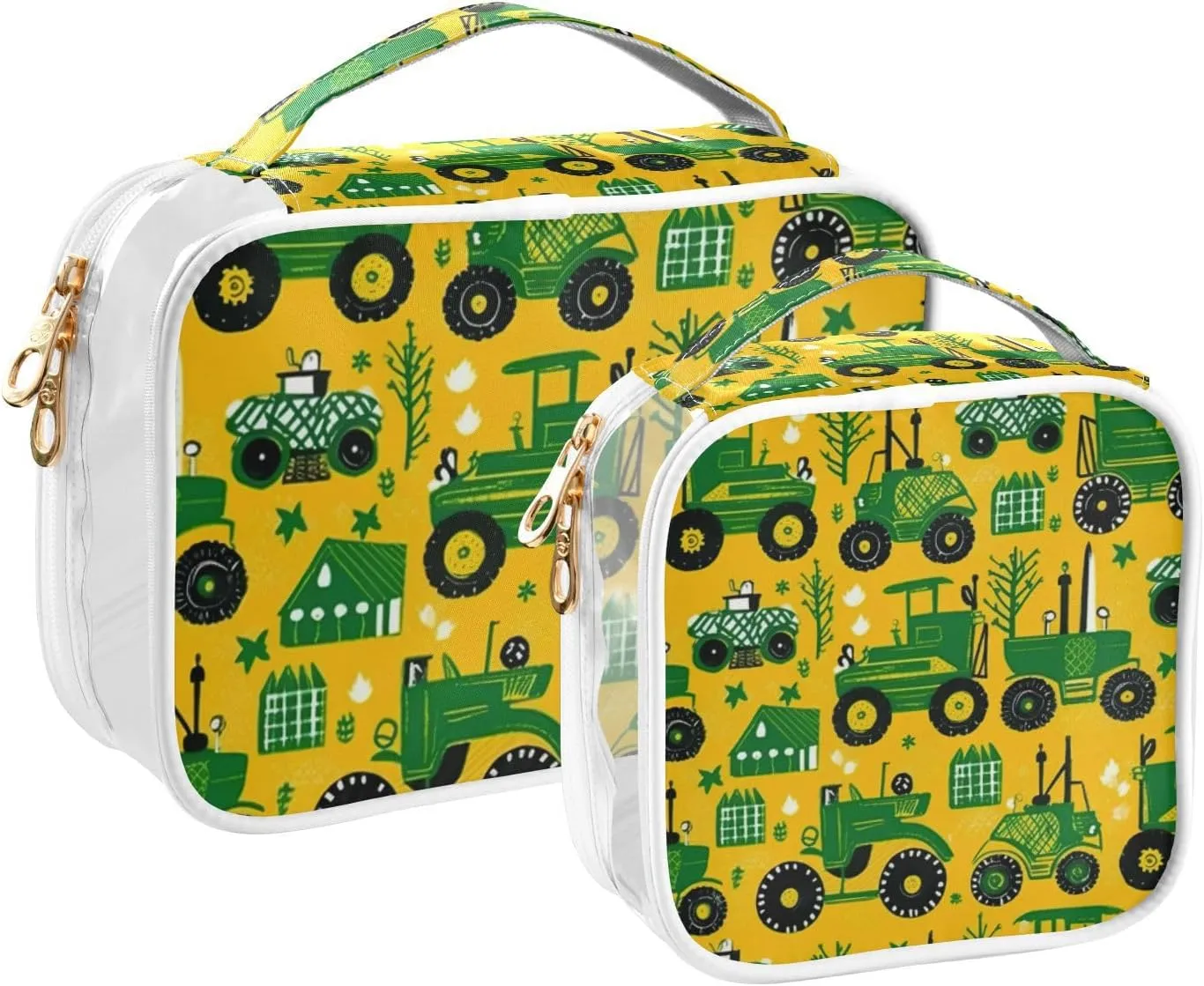 GAIGEO Tractor Clear Toiletry Bag Set, Clear Plastic Zipper Bags, Cosmetic Travel Accessories, 2 Pack