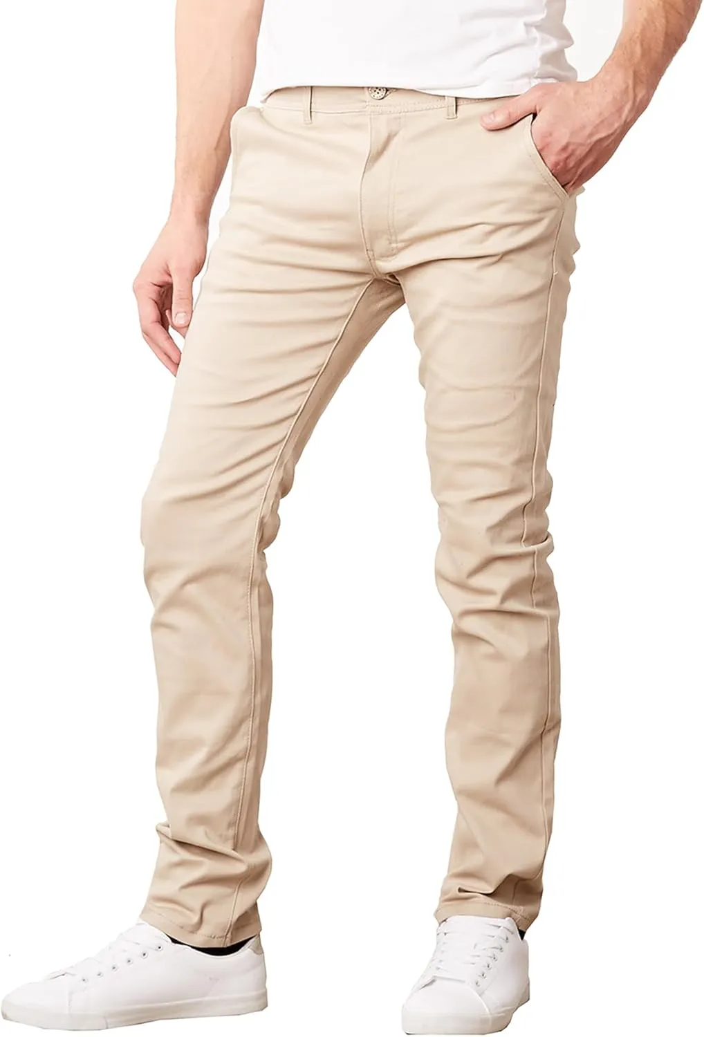 Galaxy by Harvic Mens Slim Fit Cotton Stretch Chino Pants 2 Packs