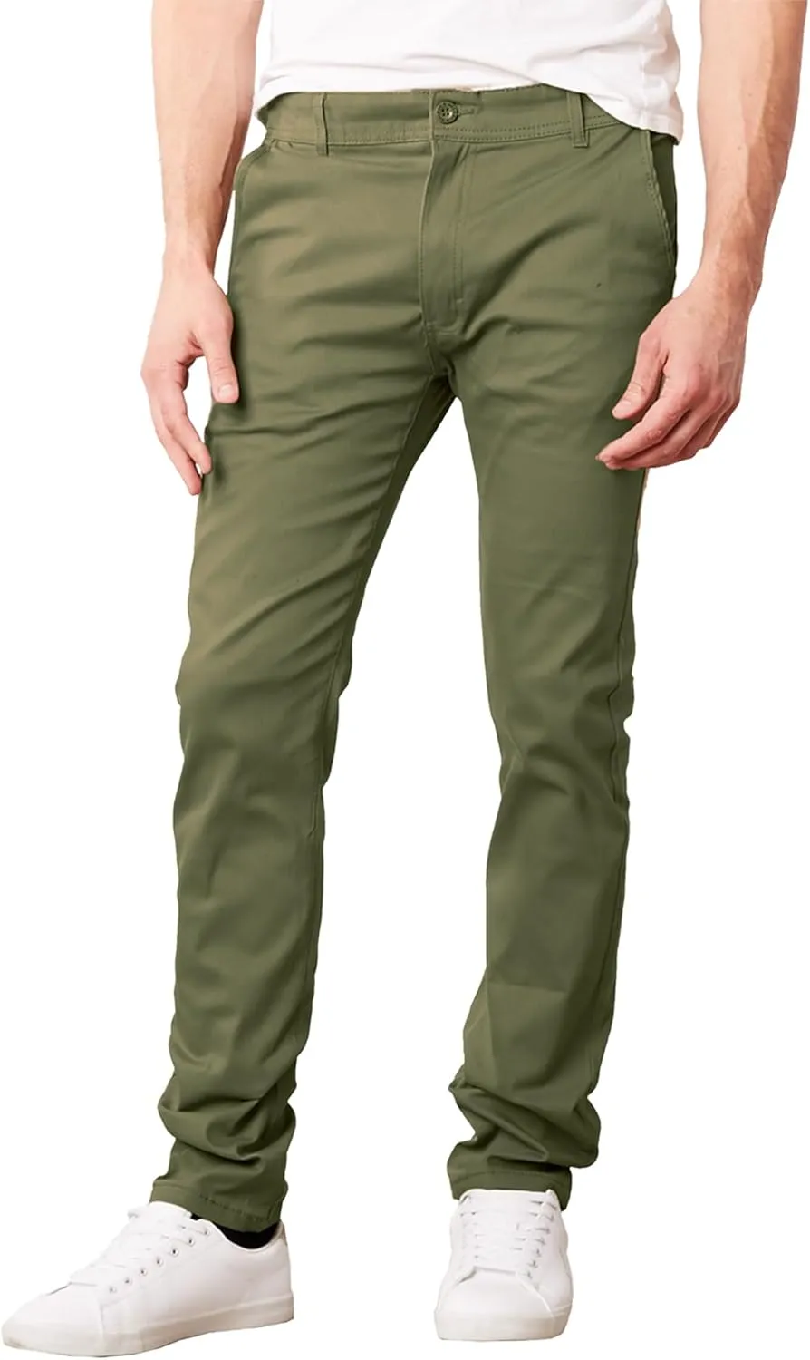 Galaxy by Harvic Mens Slim Fit Cotton Stretch Chino Pants