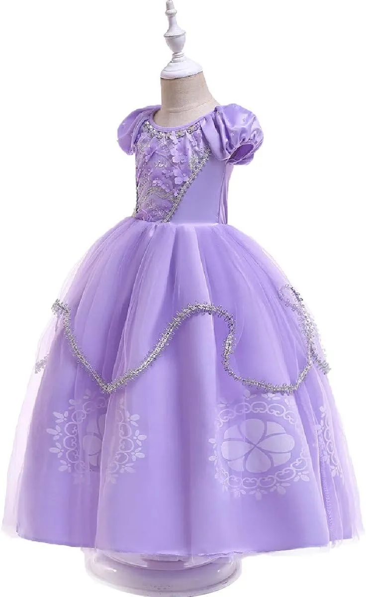 Girls Sofia Princess Birthday Dress Rapunzel Halloween Costume Pageant Christmas Evening Party Gown w/Accessories