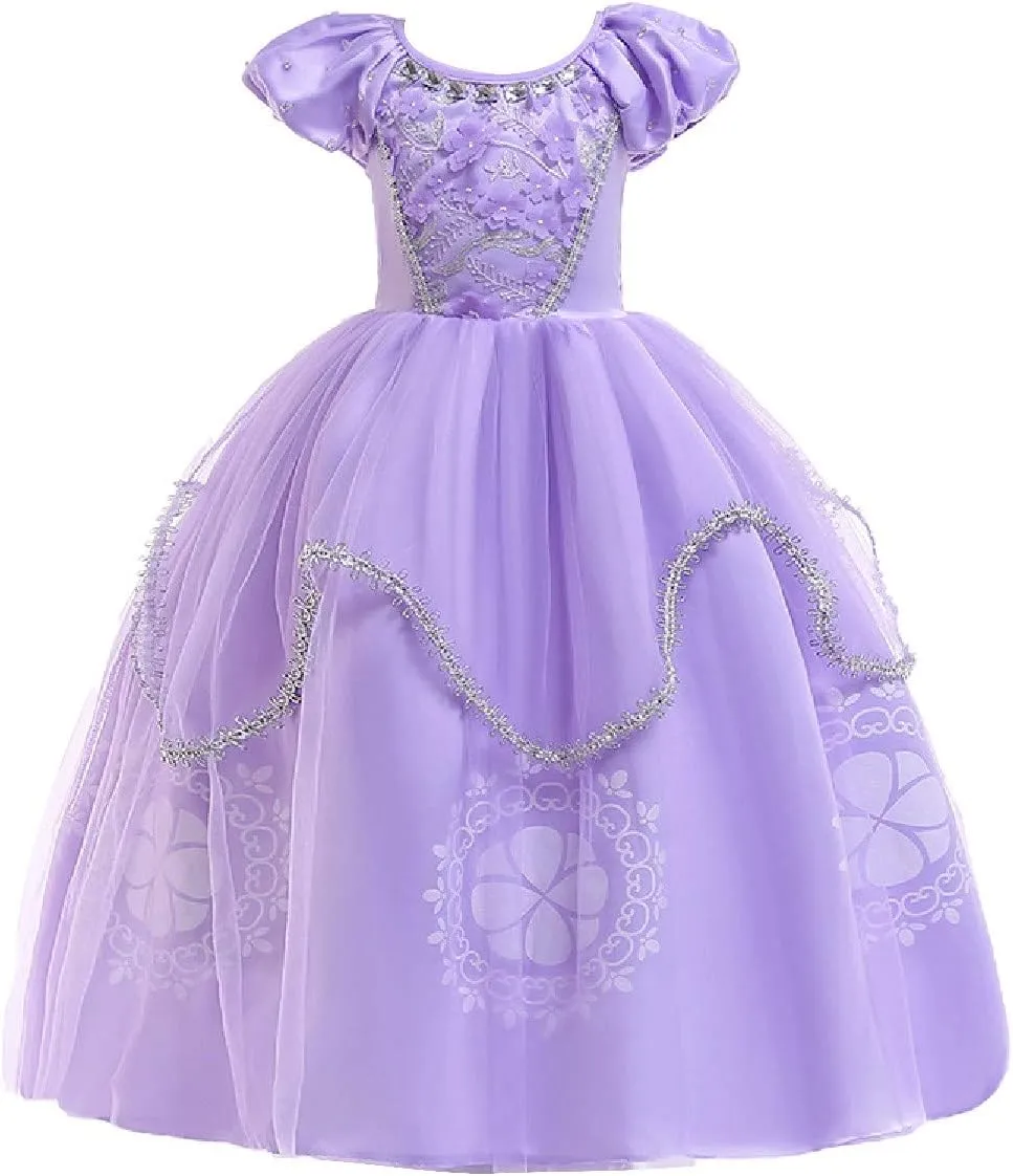 Girls Sofia Princess Birthday Dress Rapunzel Halloween Costume Pageant Christmas Evening Party Gown w/Accessories