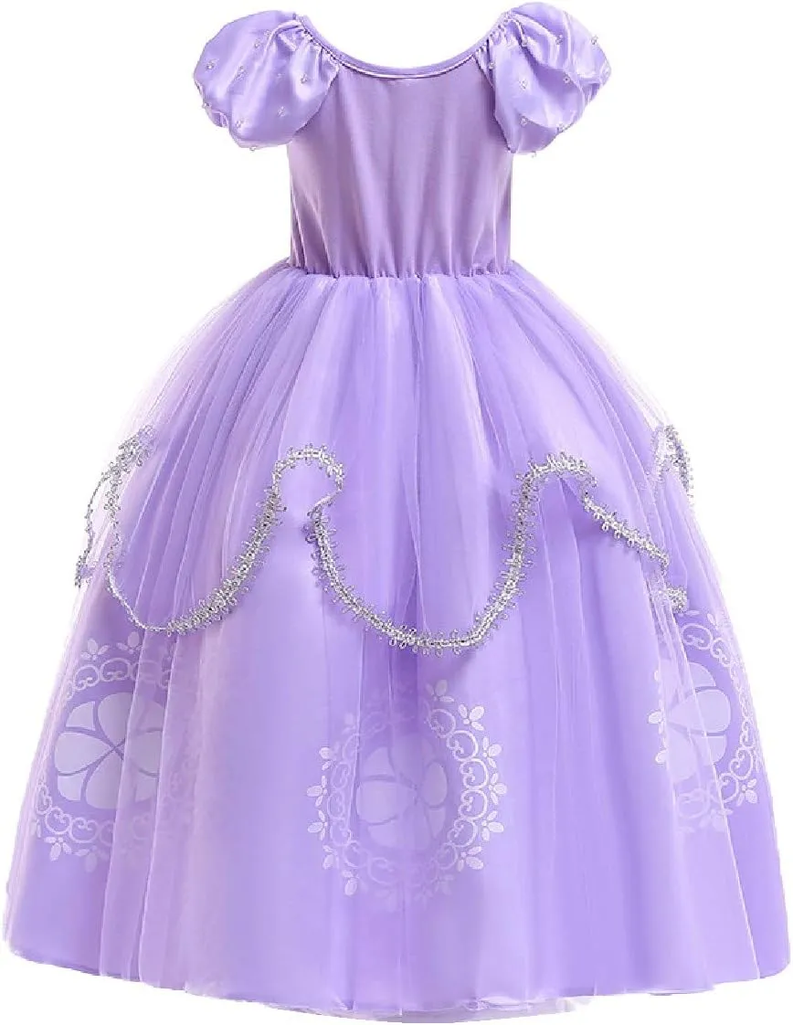 Girls Sofia Princess Birthday Dress Rapunzel Halloween Costume Pageant Christmas Evening Party Gown w/Accessories