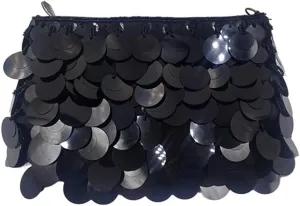 Glitter Bling Purses for Women Fish Scale Shoulder Purse Clutch Handbag with Crossbody Chain for Wedding Party Daily Black