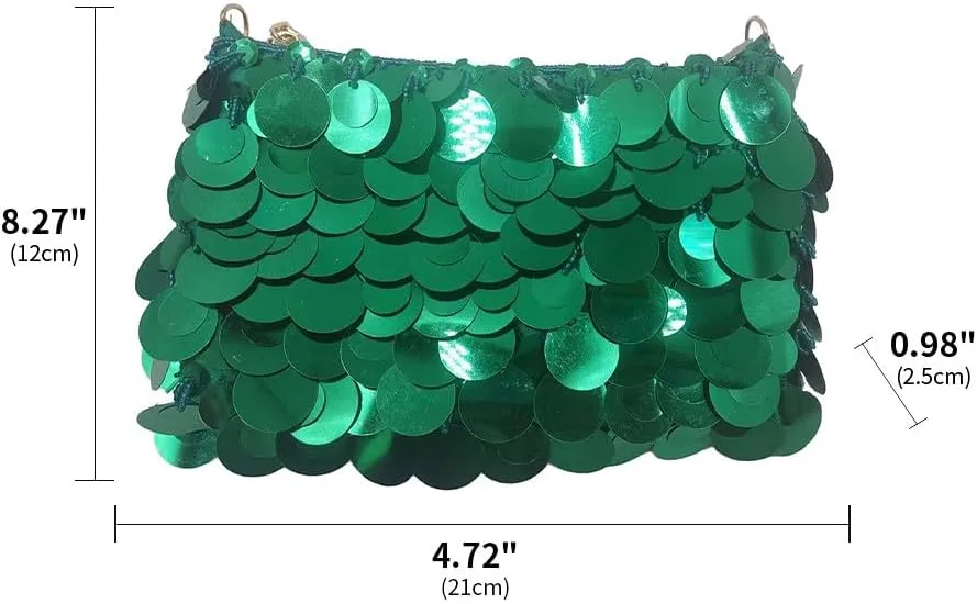 Glitter Bling Purses for Women Fish Scale Shoulder Purse Clutch Handbag with Crossbody Chain for Wedding Party Daily Purple